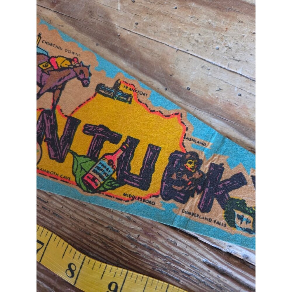 VTG Kentucky Felt Pennant Map Churchill Downs Landmarks 12.5" - Picture 4 of 7